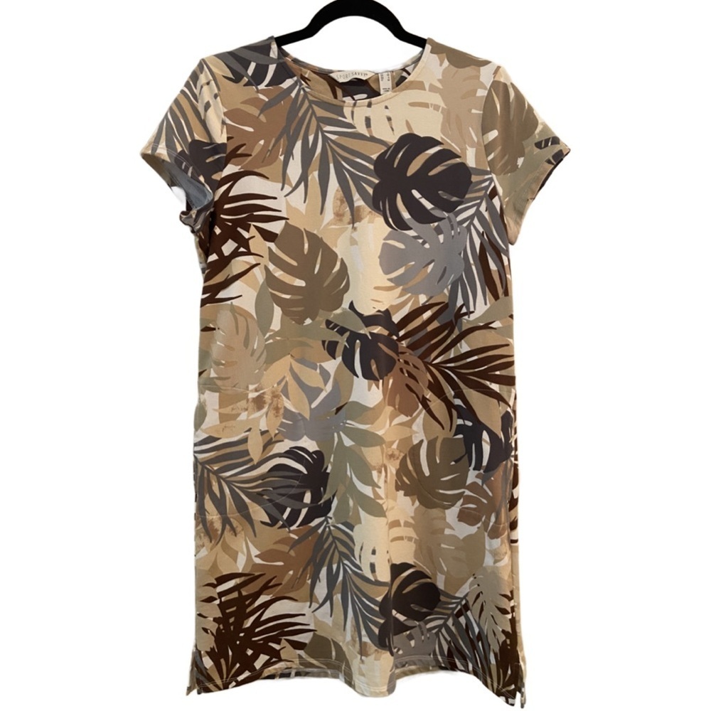Sport Savvy Regular Pullover French Terry T Shirt Dress Neutral Multi Size S